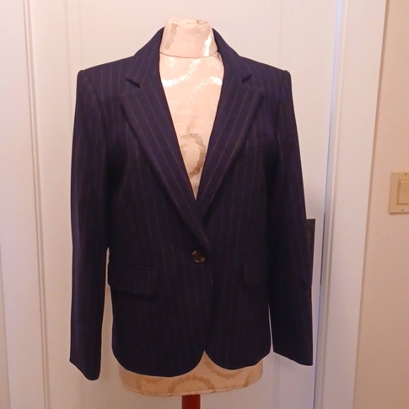 Veronica Beard Tyra Navy Pinstripe Dickey Jacket NWT - Picture 1 of 14
